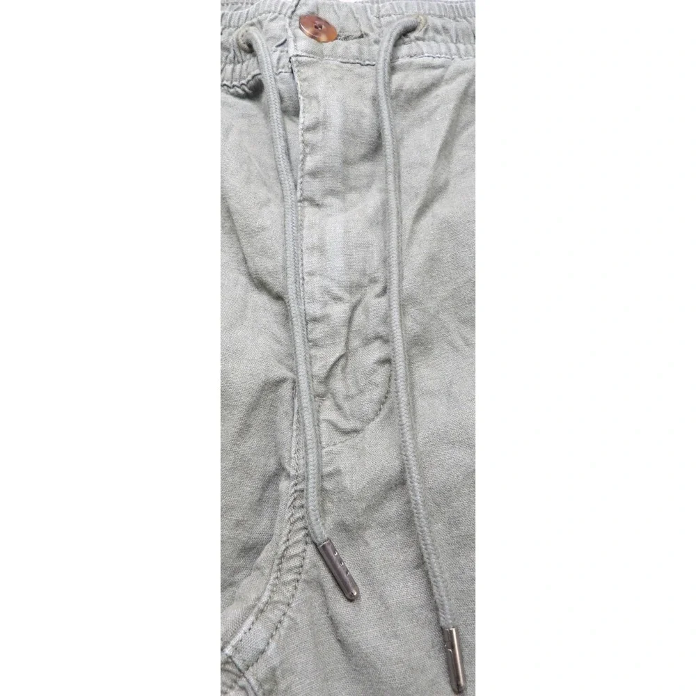 American Eagle Flex Linen Blend Pants Men S Green Drawstring Casual Straight Leg